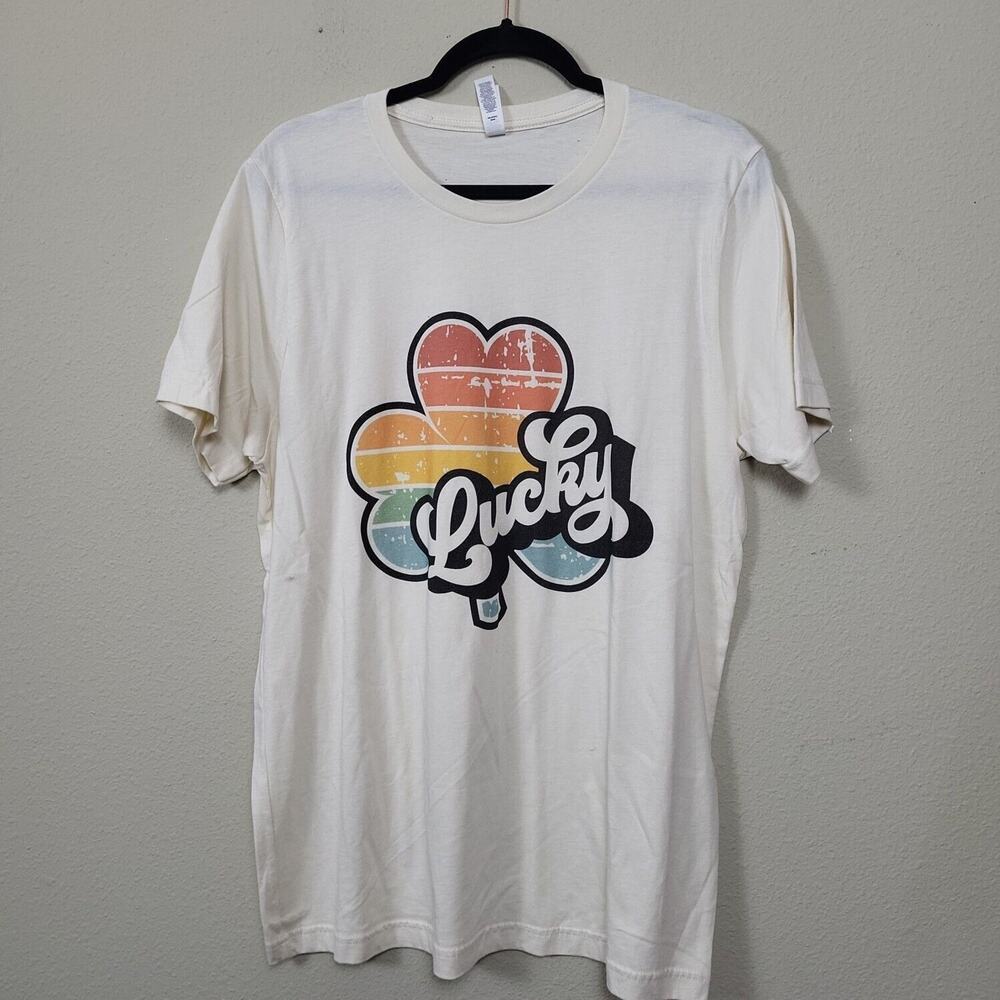 Bella Canvas Womens White‎ Short Sleeve Round Neck Pullover Basic T Shirt Size L